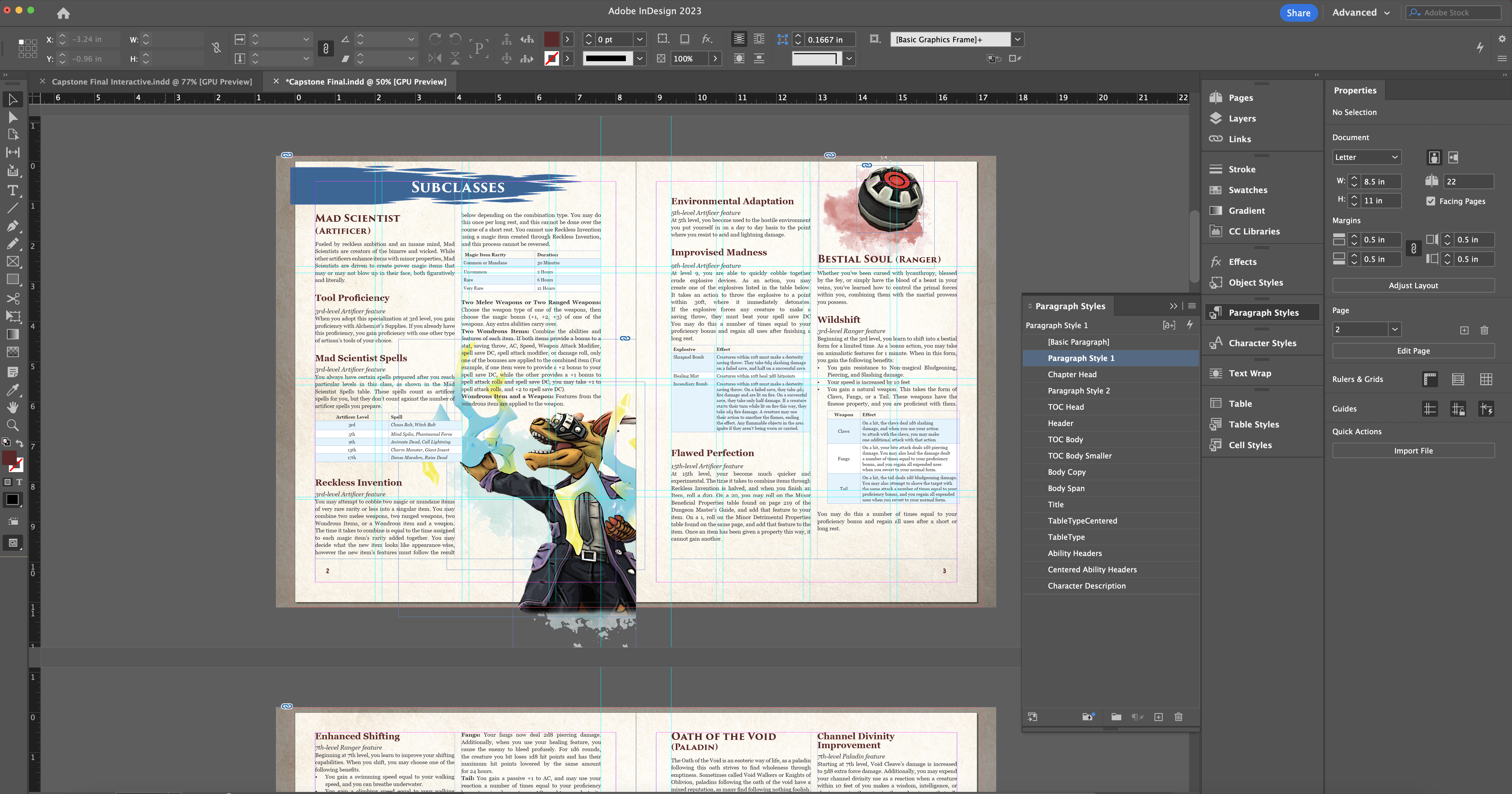 A screenshot of my project file in InDesign.