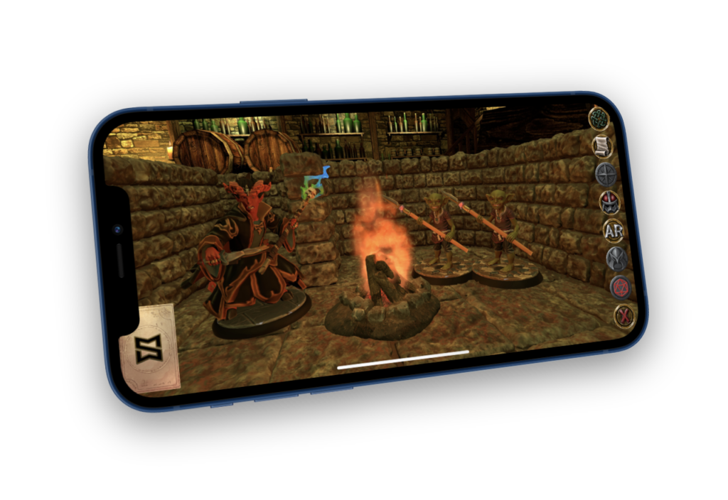 An Iphone depicting the ARcana app.